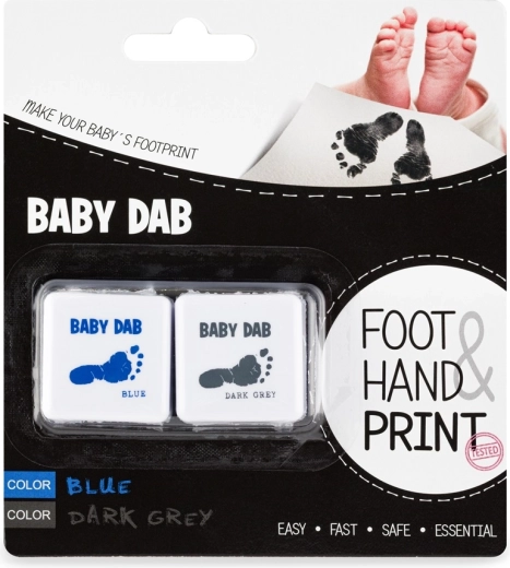 Baby Dab set van inktkussentjes voor babyafdrukken, blauw en grijs (2 stuks)