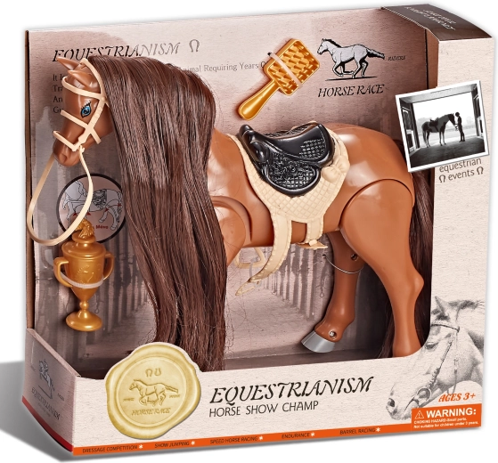 Bruin rijpaard met geluid en accessoires