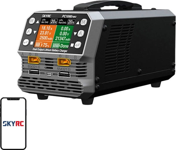 Tweekanaals oplader voor lithiumbatterijen SKYRC PC1080neo 1080 W