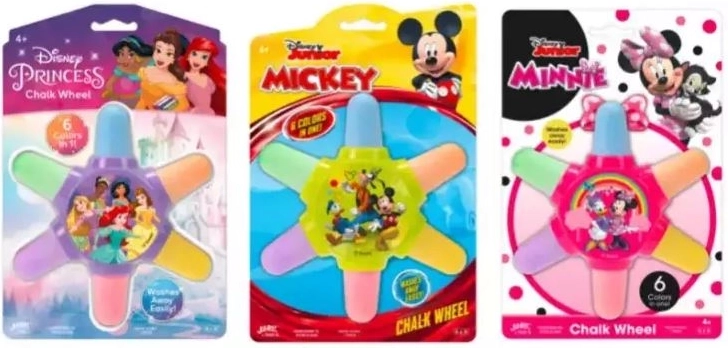 Disney stoepkrijt aan een ring met Minnie-, Mickey- of prinsessenmotief - 1 stuk