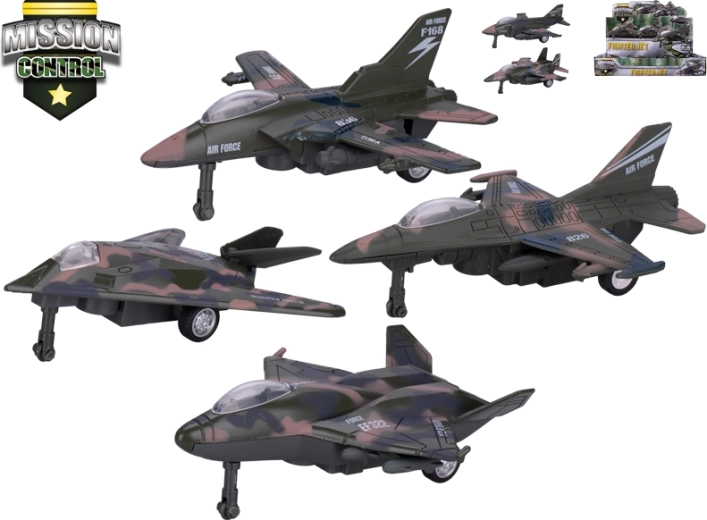 Metalen militair vliegtuigmodel met pullback 12–13,5 cm