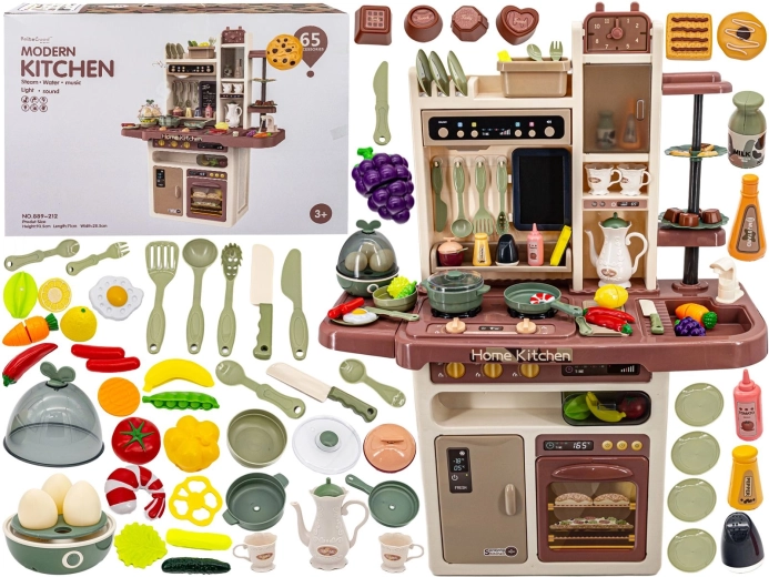 Multifunctionele kinderkeuken met oven, koelkast en eierkoker, stoom- en geluidseffect – 1 stuk