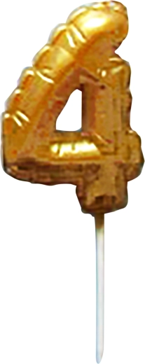 Taartkaars cijfer 4 goud prikker 6 cm