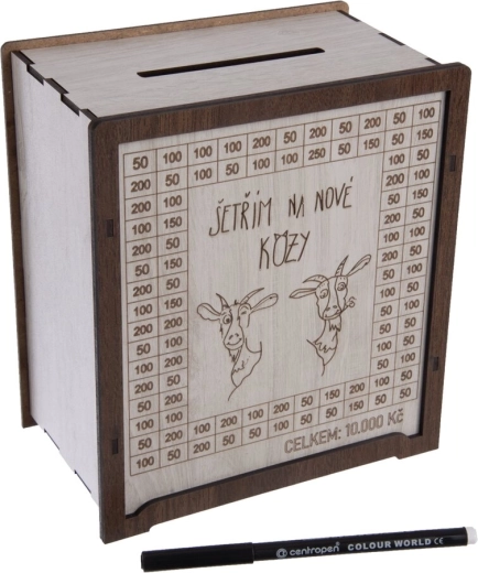 Houten spaarpot „Ik spaar…“ met stift