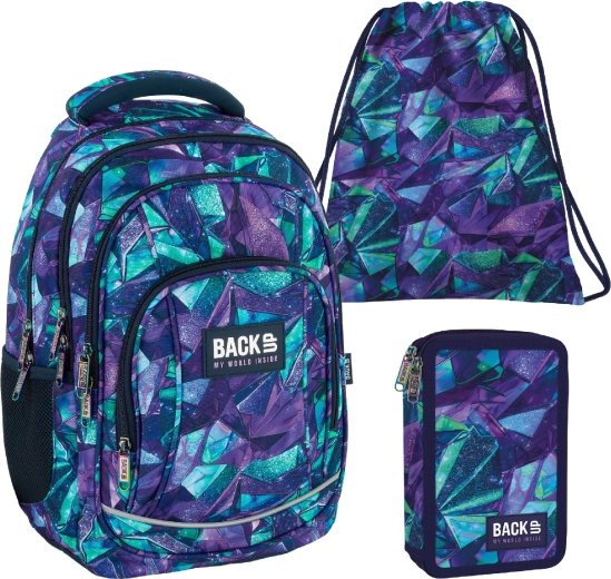 Schoolset BackUP Crystal 3-in-1 – rugzak, gevulde etui en gymtas