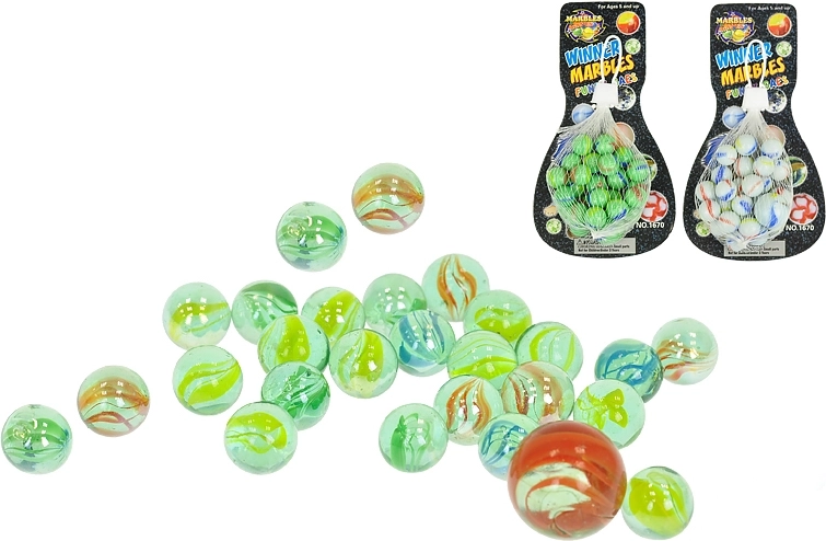 Glazen knikkers set 25 stuks – transparant, groen en wit