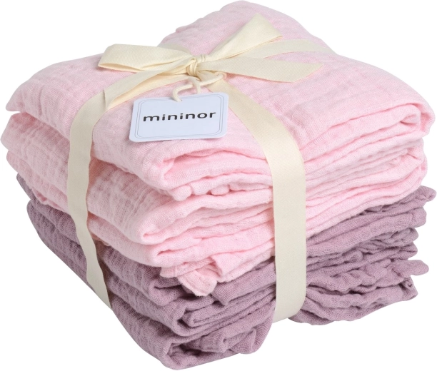 Mininor organische mousseline luiers rose/heath flower - 6 stuks