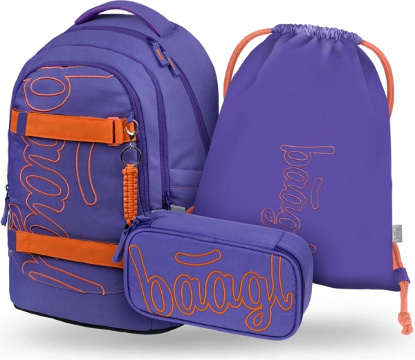 Baagl set 3 Skate Max Orange – schoolrugzak, etui en gymsack GRS