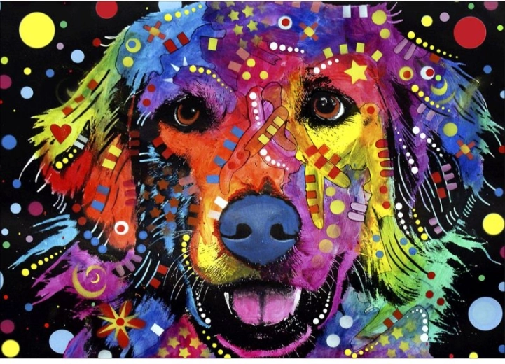Diamantborduren (diamond painting) – abstracte hond 40 × 30 cm - 1 stuk