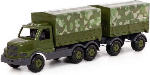 Militaire auto Stopař met dekzeilbak en aanhanger