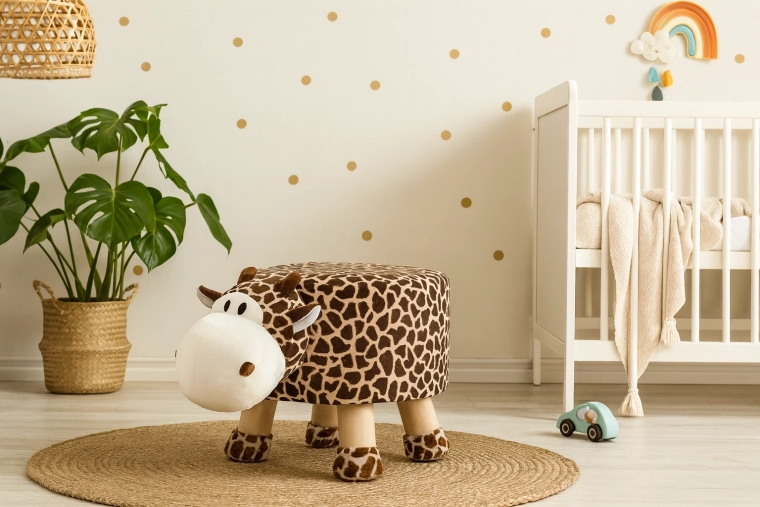 Pluche kinderkruk in de vorm van een giraf 28 × 25 cm