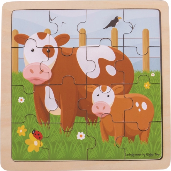 Bigjigs Toys houten puzzel koe met kalfje – 16 stukjes