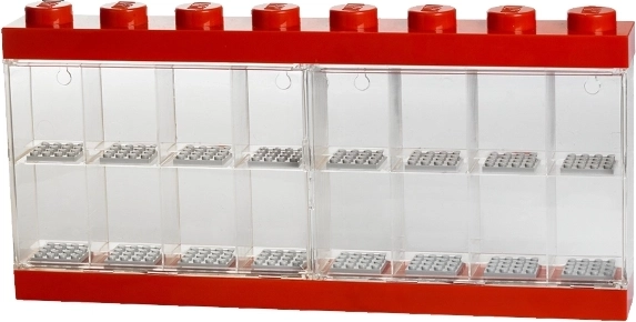 Verzamelaarsvitrine voor 16 LEGO-minifiguren – rood