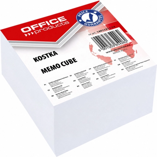 OFFICE PRODUCTS gelijmde notitieblok-kubus wit 85 × 85 mm, hoogte 40 mm - 1 stuk