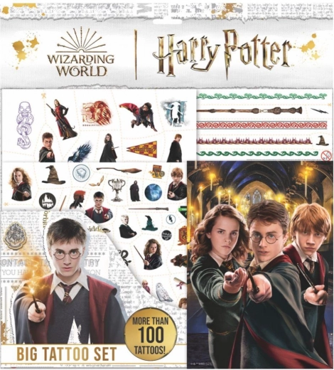 Grote set HARRY POTTER-tattoos met kleurboek in zakje