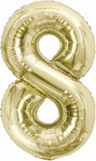 Folieballon cijfer 8 champagnekleur 85 cm