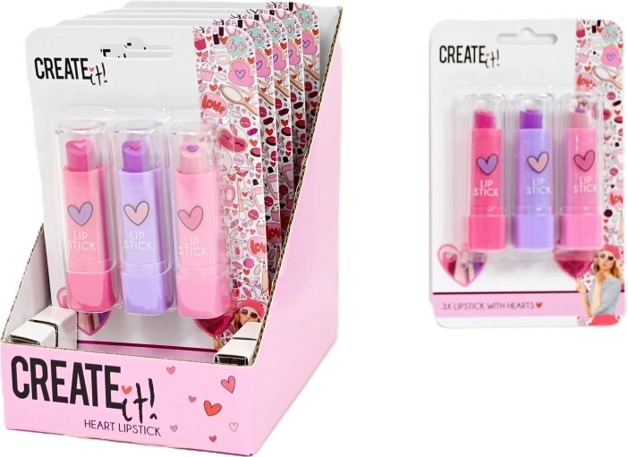 Create It! kinderset lippenstiften Love – 3 kleuren