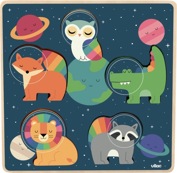 Vilac inlegpuzzel Dierenastronauten