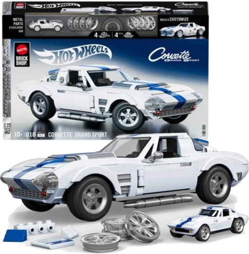 Hot Wheels Brick Shop Corvette Grand Sport bouwset 1:16, 918 stukjes
