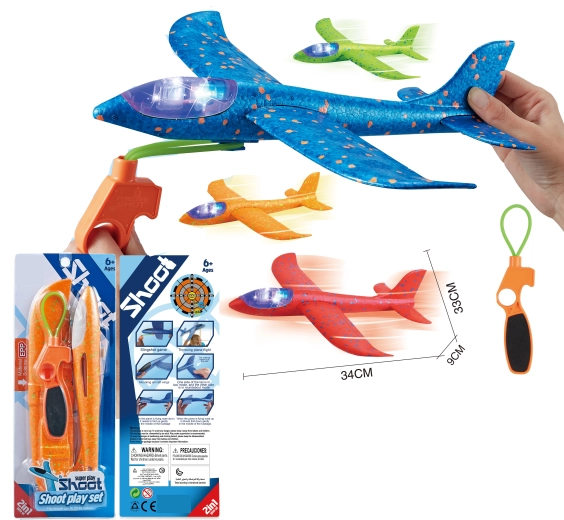 Lanceervliegtuig met LED-lichten 34 cm