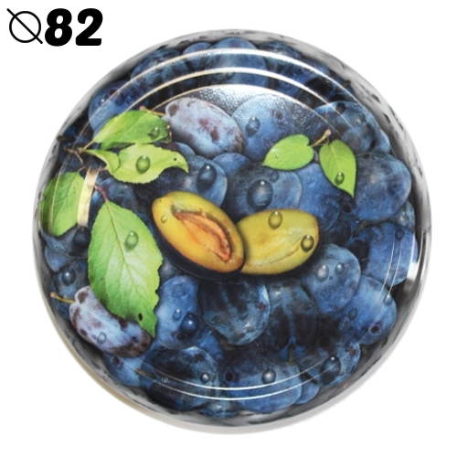 Deksels voor inmaakglazen 82 mm met pruimenmotief, 6 kliks