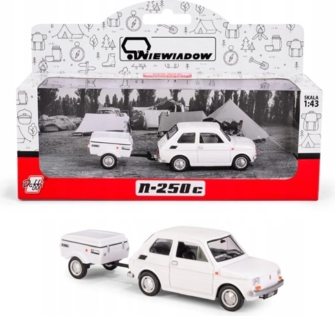 Fiat 126p met aanhanger Niewiadów N250C – wit model