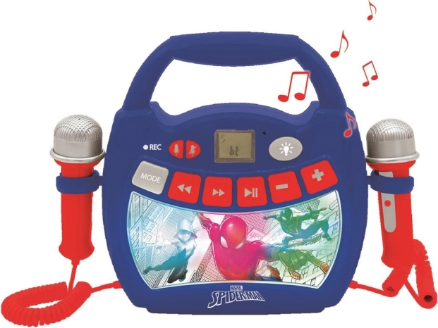 Kinderkaraokespeler met lichtjes SPIDER-MAN met Bluetooth en 2 microfoons