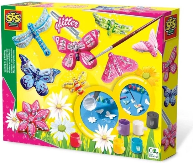 SES creatieve set gipsafgietsels met glitters – vlinders en libellen