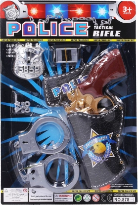 Politiebundel met pistool en handboeien 23 cm