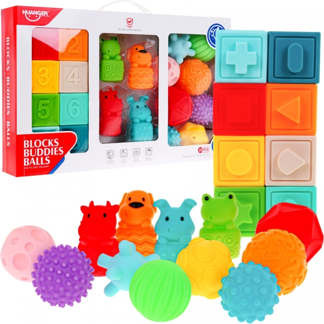 Mega set van 20 dierlijke ballen voor kinderen 6m+ Sensorisch speelgoed Handrevalidatie