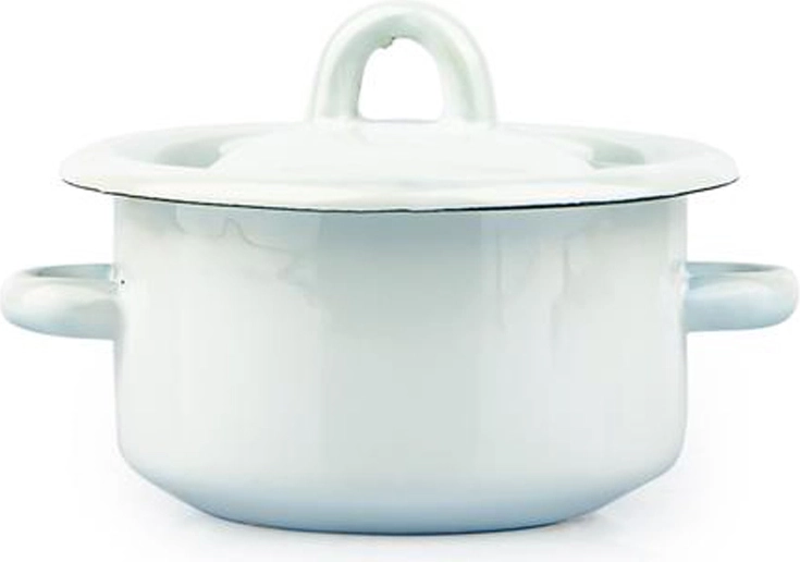 Gemailleerde pan met deksel 0,4 l, wit