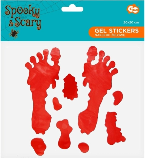 Gelstickers met bloedige voetafdrukken en bloedvlekken voor Halloween