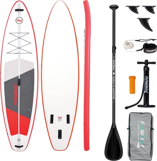 FunWater opblaasbaar paddleboard SUP-set 335 × 84 × 15 cm, rood-wit