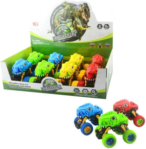 Terreinautootje Dino met grote wielen op frictie - 1 stuk