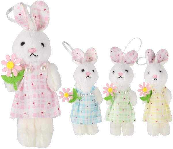 Paas hangdecoratie konijntje met bloem