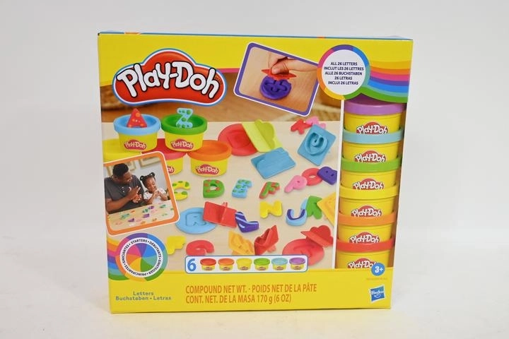 Play-Doh klei – alfabet, 6 potjes en 26 stempels