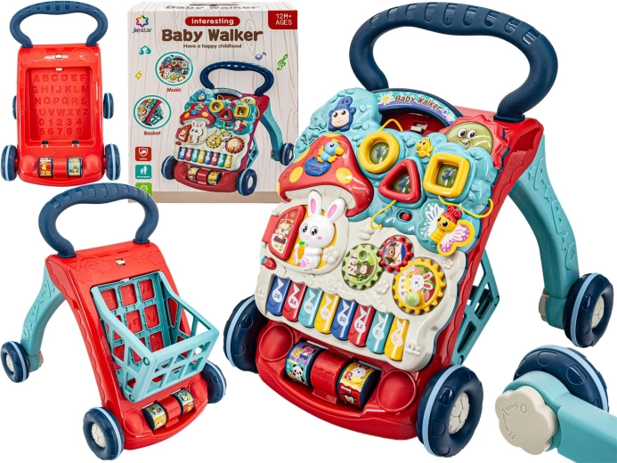 Multifunctionele interactieve loopwagen en duwkar met geluiden - 1 stuk