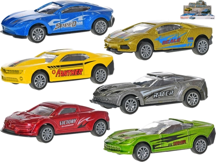 Metalen sportwagentje met terugtrekmotor 8 cm