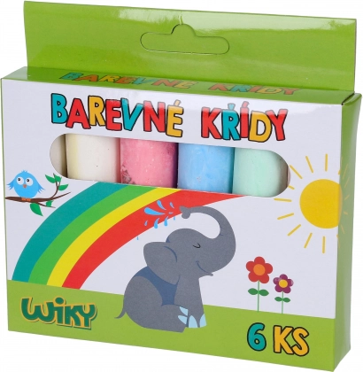 Gekleurde stoepkrijtjes 6 stuks