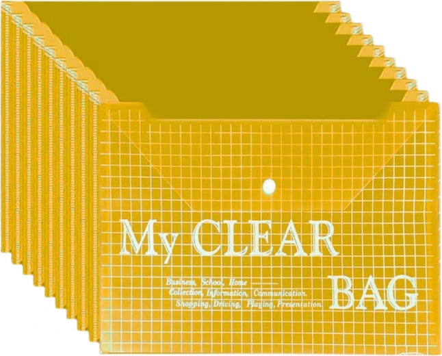 Transparante documentenmap met drukknoop A4 geel – 20 stuks