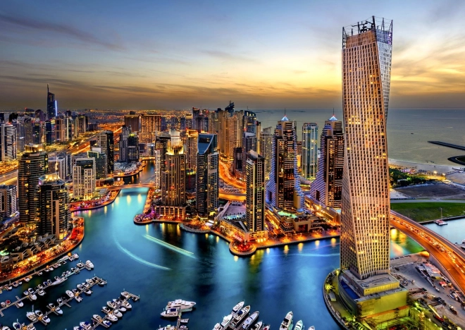 Puzzel Dubai Marina bij nacht 1000 stukjes