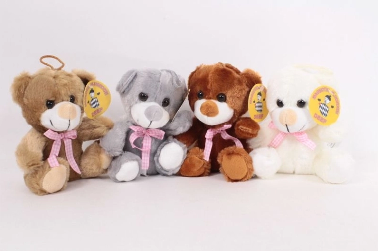 Pluchen teddybeer met strikje 14 cm