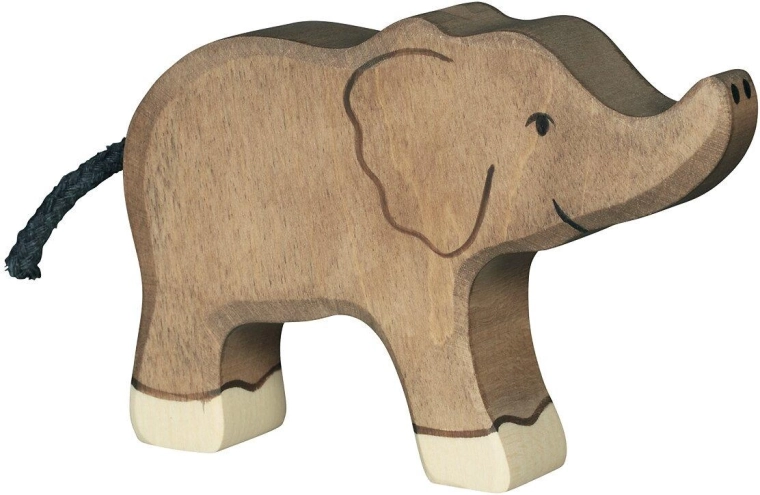 Holztiger kleine olifant met opgeheven slurf - 1 stuk