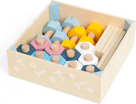 Bigjigs houten krat met moeren en bouten