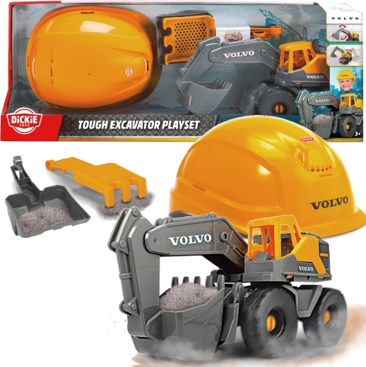 Dickie Toys Volvo bouwset met graafmachine en veiligheidshelm