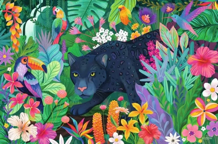 Ravensburger puzzel Panter in een bloeiende jungle 3000 stukjes