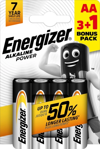 Energizer Alkaline Power AA penlitebatterijen 3+1 gratis