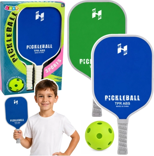 Pickleballset – 2 paddles en geperforeerde bal groen-blauw