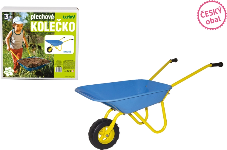 Blauwe metalen kruiwagen 82 × 42 × 35 cm