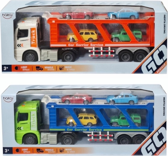Dubbeldeks autotransporter met licht en geluid (takelwagen)